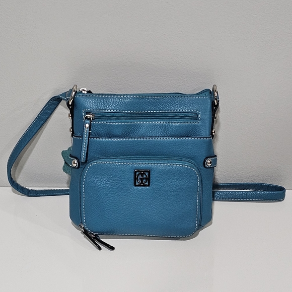Giani Bernini Handbags - Giani Bernini Teal Genuine Leather Crossbody Purse